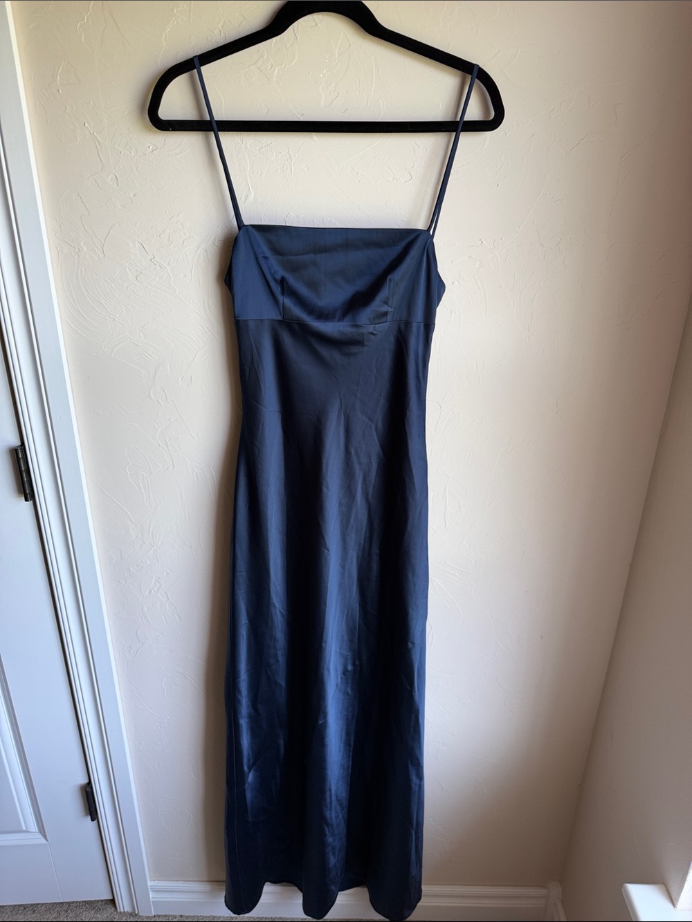 Navy Spaghetti-Strap Maxi Slip Dress